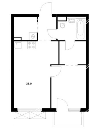 1 комнатная квартира 38,9 м² в ЖК Савин парк, дом корпус 10