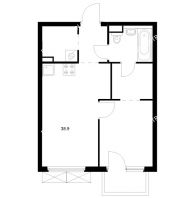 1 комнатная квартира 38,9 м² в ЖК Савин парк, дом корпус 10 - планировка