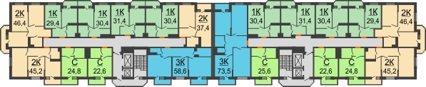 Планировка 2 этажа в доме Литер 3 в ЖК Южный Берег