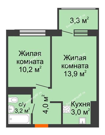 1 комнатная квартира 35,6 м² - ЖК Первая высота