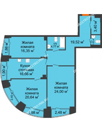 3 комнатная квартира 112,67 м² - Клубный дом на Ярославской