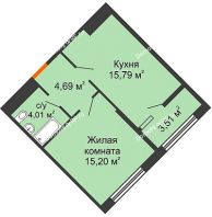 2 комнатная квартира 65,4 м² в ЖК Сердце, дом № 1 - планировка