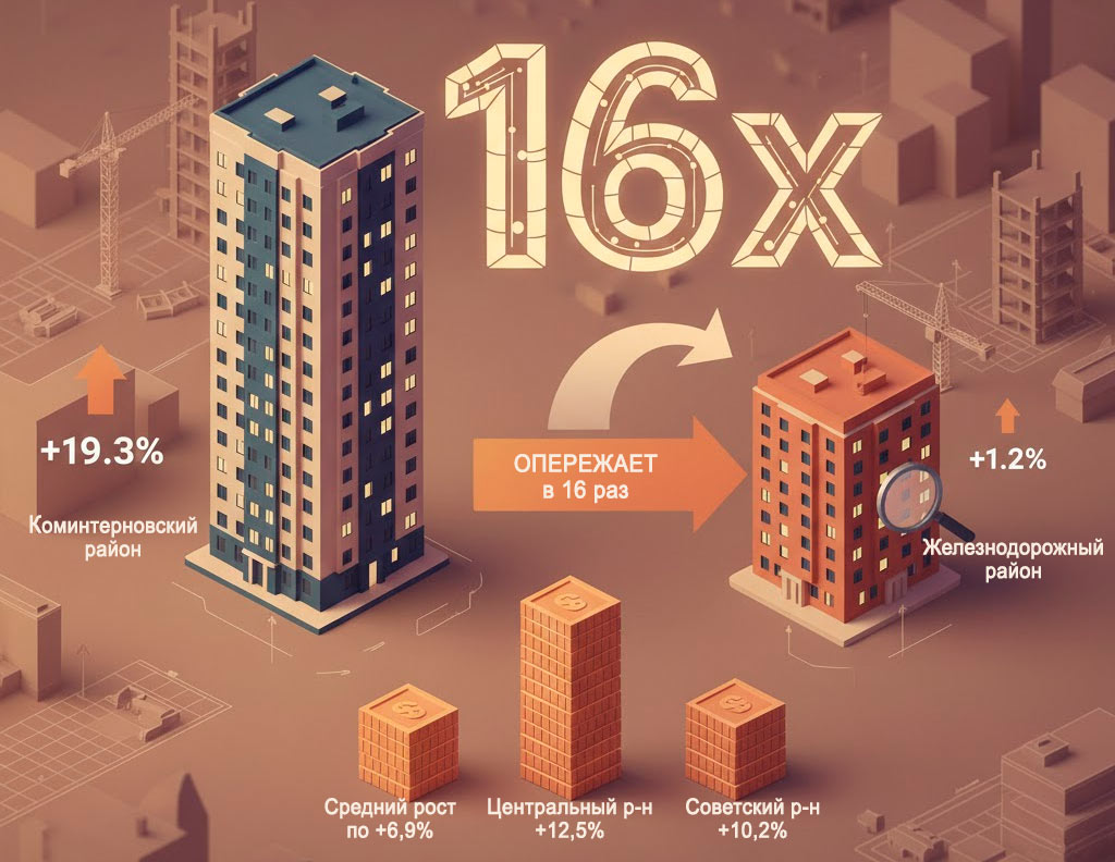 Разрыв в темпах роста между Коминтерновским и Железнодорожным районами