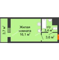 Студия 26,8 м², ЖК Космолет - планировка