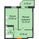 1 комнатная квартира 36,3 м² в ЖК Свобода, дом №2 - планировка