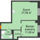 1 комнатная квартира 45,19 м², Клубный дом Vivaldi (Вивальди) - планировка