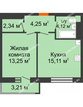 1 комнатная квартира 40,03 м² - ЖК На Высоте