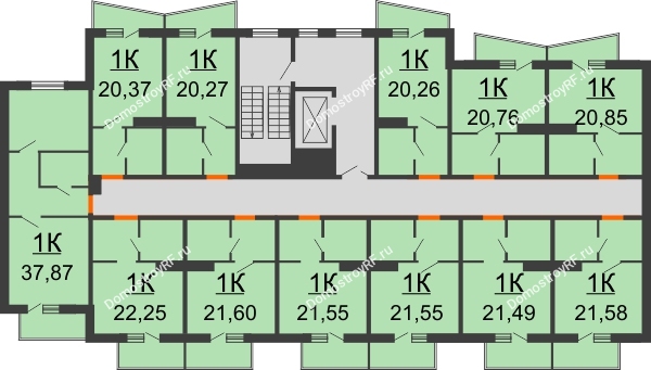Планировка 3 этажа в доме 2 очередь (секция 4) в ЖК Волна-1