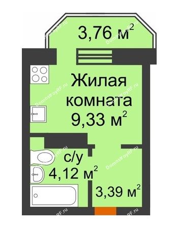 Студия 17,95 м² в ЖК Светлоград, дом Литер 16