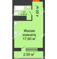 Студия 29 м², ЖК Клубный дом на Мечникова - планировка