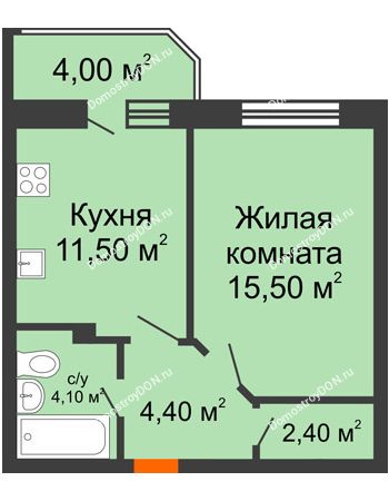 1 комнатная квартира 41,7 м² в ЖК Звездный-2, дом № 4