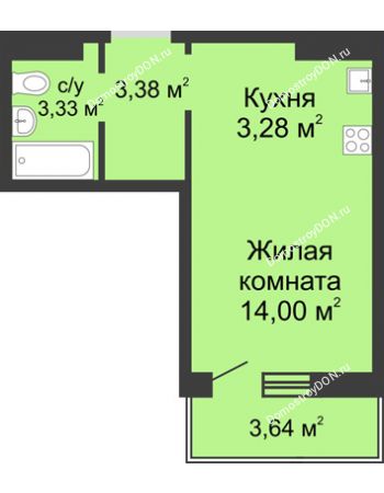 Студия 25,08 м² в ЖК Суворовский, дом Литер 25, Участок 120