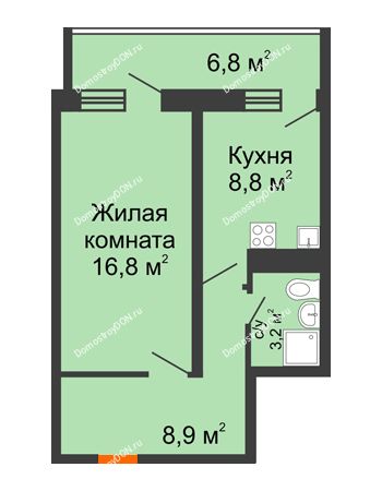 1 комнатная квартира 41,6 м² в ЖК Звезда Столицы, дом Литер 8