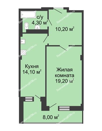 1 комнатная квартира 51,8 м² - ЖК Дом на Береговой