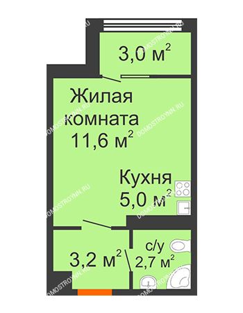 Студия 25,5 м² в ЖК Новая Кузнечиха, дом № 28