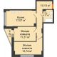 2 комнатная квартира 57,58 м² в ЖК Рубин, дом Литер 3 - планировка
