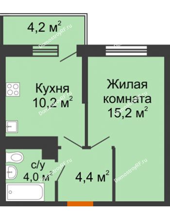 1 комнатная квартира 35 м² в ЖК Отражение, дом Литер 2.2