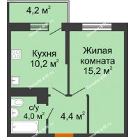 1 комнатная квартира 35 м² в ЖК Отражение, дом Литер 2.2 - планировка