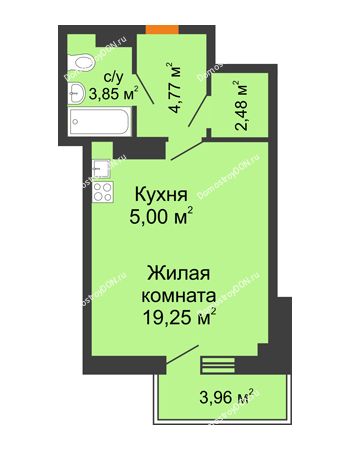 Студия 36,54 м² в ЖК Сокол на Оганова, дом Литер 1