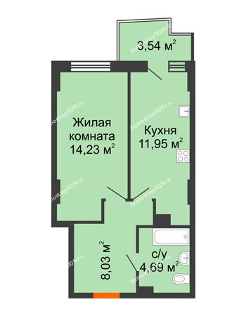 1 комнатная квартира 39,53 м² в ЖК Город у реки, дом Литер 8