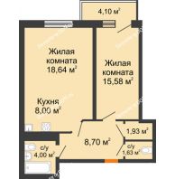2 комнатная квартира 59,71 м² в ЖК Сокол на Оганова, дом Литер 2 - планировка