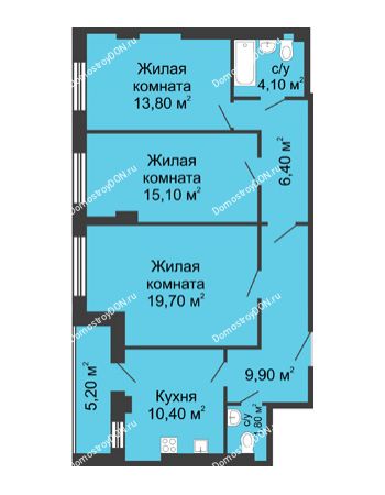 3 комнатная квартира 83,8 м² - ЖК Дом на Береговой
