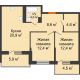 2 комнатная квартира 62,9 м² в ЖК Отражение, дом Литер 1.2 - планировка