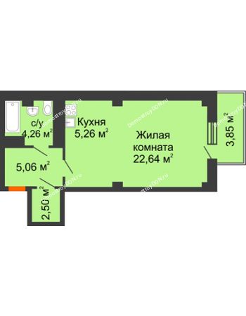 Студия 40,87 м² в ЖК Сокол на Оганова, дом Литер 4
