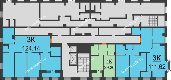 Планировка 4 этажа в доме Литер 01 (Блок 1.2) в ЖК Ренессанс