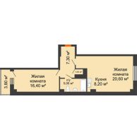 2 комнатная квартира 59,31 м² в ЖК Сокол Градъ, дом Литер 3 - планировка