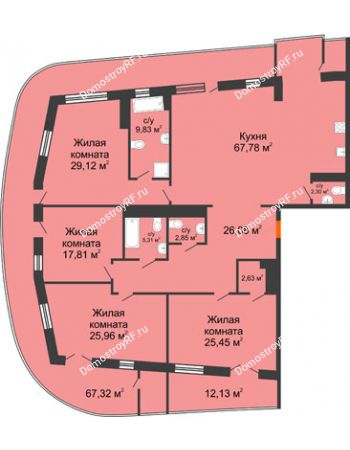 4 комнатная квартира 254,84 м² - ЖК Солнечный дом