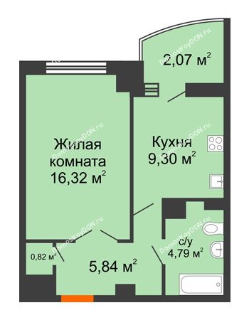 1 комнатная квартира 41,3 м² в ЖК Университетский 137, дом Секция С1