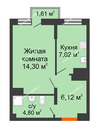 1 комнатная квартира 32,68 м² в ЖК Мечников, дом ул. Таврическая, 4