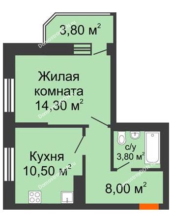 1 комнатная квартира 40,7 м² в ЖК Звездный, дом № 6