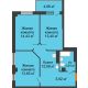 3 комнатная квартира 64,42 м², ЖК Кристалл 2 - планировка
