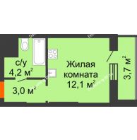 Студия 23 м², ЖК Космолет - планировка