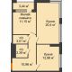 2 комнатная квартира 63,61 м², ЖК Гран-При - планировка
