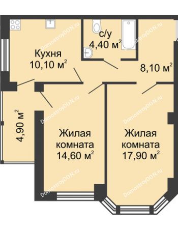 2 комнатная квартира 60 м² в ЖК Мега, дом № 118, секция 2