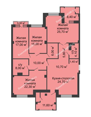 4 комнатная квартира 167,8 м² - ЖК Династия на Соборном