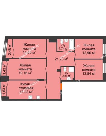 4 комнатная квартира 109,3 м² - Клубный дом на Ярославской
