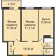 2 комнатная квартира 70,04 м² в ЖК Сокол на Оганова, дом Литер 1 - планировка