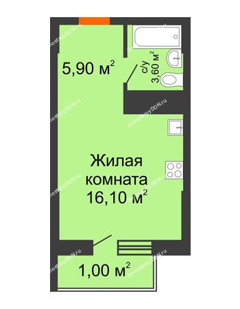 Студия 26,6 м² - ЖК Клубный дом на Мечникова