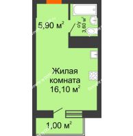 Студия 26,6 м², ЖК Клубный дом на Мечникова - планировка