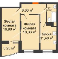 2 комнатная квартира 63,1 м² в ЖК Россинский парк, дом Литер 1 - планировка