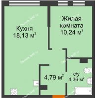 2 комнатная квартира 37,52 м² в ЖК Сердце Сибири, дом Квартал Геологов, ГП-2 - планировка