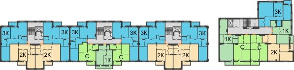 Планировка 2 этажа в доме № 6 в ЖК Дом с террасами