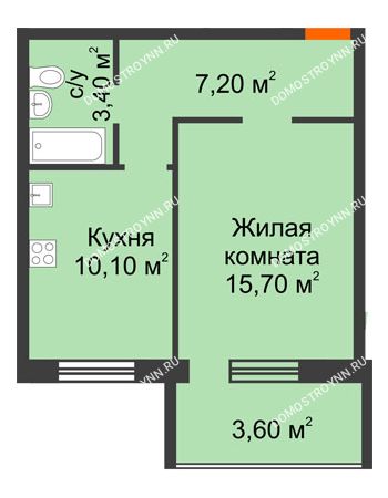 1 комнатная квартира 38,2 м² в ЖК Удачный 2, дом № 1