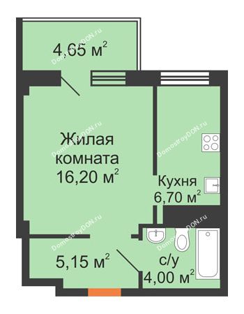 1 комнатная квартира 33,5 м² - ЖК Вершина