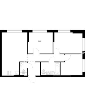3 комнатная квартира 65,6 м² в ЖК Савин парк, дом корпус 8