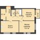 2 комнатная квартира 56 м² в ЖК Озерный парк, дом Корпус 1Б - планировка